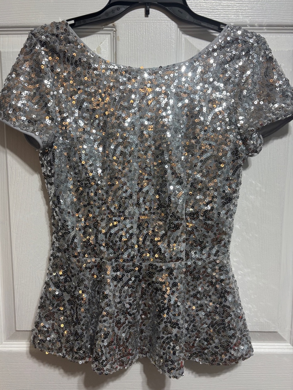 Casual Couture by Green Envelope:  silver sequin cropped sleeve top NWT